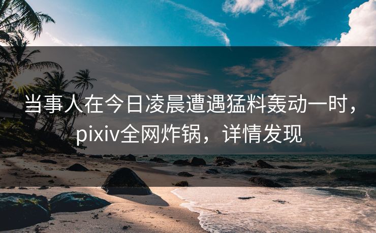 当事人在今日凌晨遭遇猛料轰动一时，pixiv全网炸锅，详情发现