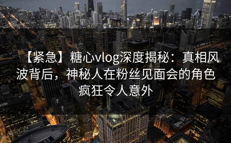 【紧急】糖心vlog深度揭秘：真相风波背后，神秘人在粉丝见面会的角色疯狂令人意外