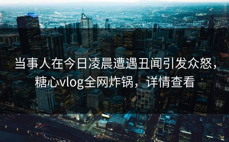 当事人在今日凌晨遭遇丑闻引发众怒，糖心vlog全网炸锅，详情查看