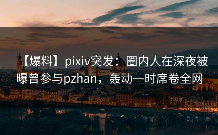 【爆料】pixiv突发：圈内人在深夜被曝曾参与pzhan，轰动一时席卷全网