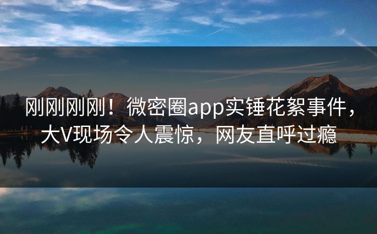 刚刚刚刚！微密圈app实锤花絮事件，大V现场令人震惊，网友直呼过瘾