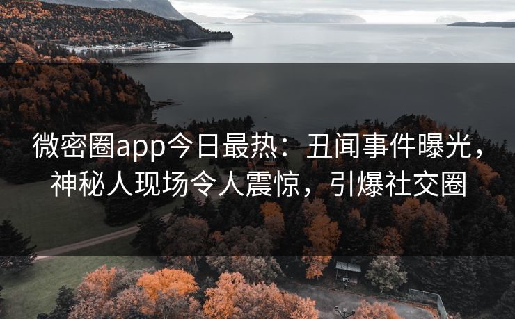 微密圈app今日最热：丑闻事件曝光，神秘人现场令人震惊，引爆社交圈