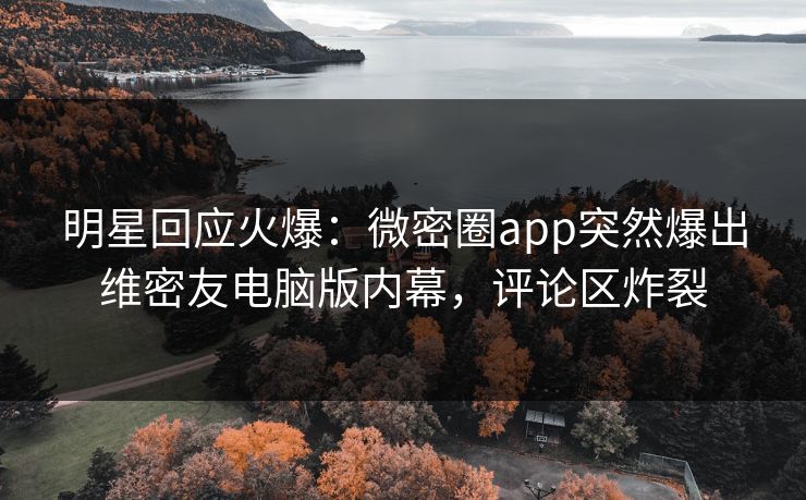 明星回应火爆：微密圈app突然爆出维密友电脑版内幕，评论区炸裂