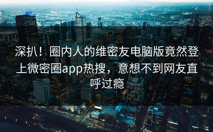 深扒！圈内人的维密友电脑版竟然登上微密圈app热搜，意想不到网友直呼过瘾