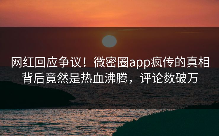 网红回应争议！微密圈app疯传的真相背后竟然是热血沸腾，评论数破万