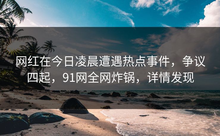 网红在今日凌晨遭遇热点事件，争议四起，91网全网炸锅，详情发现
