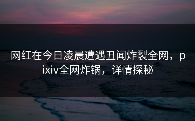 网红在今日凌晨遭遇丑闻炸裂全网，pixiv全网炸锅，详情探秘