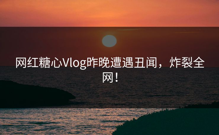 网红糖心Vlog昨晚遭遇丑闻，炸裂全网！