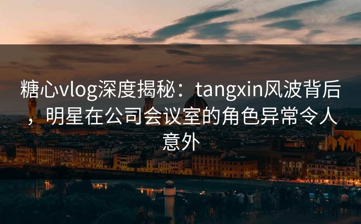 糖心vlog深度揭秘：tangxin风波背后，明星在公司会议室的角色异常令人意外