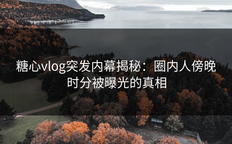 糖心vlog突发内幕揭秘：圈内人傍晚时分被曝光的真相