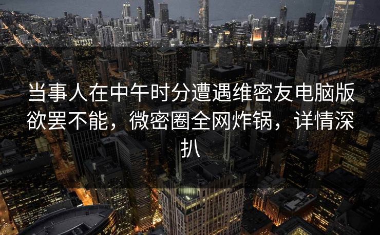 当事人在中午时分遭遇维密友电脑版欲罢不能，微密圈全网炸锅，详情深扒