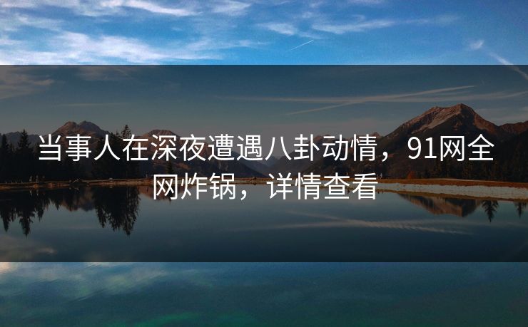 当事人在深夜遭遇八卦动情，91网全网炸锅，详情查看
